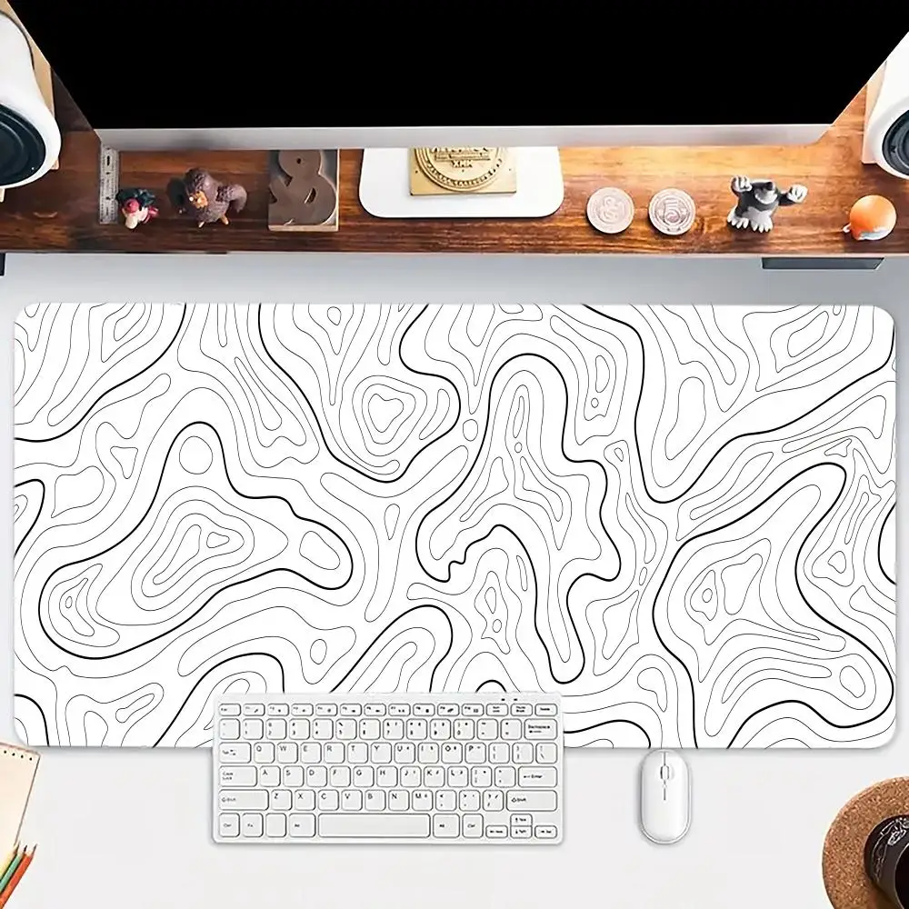 

Terrain texture black and white design Mouse Pad Large mouse pad, desk pad, anti slip base, washable for office and home use