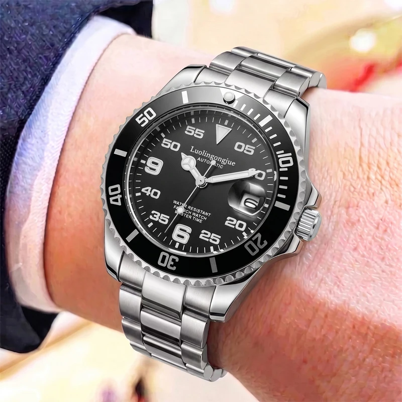 High-End Business Series Men's Watches, Fashionable Business Waterproof Skeleton Men's Automatic Mechanical Watches, Skeleton Design, Stainless Steel Strap, Men's Gifts for Holidays, Birthdays, and Valentine's Day