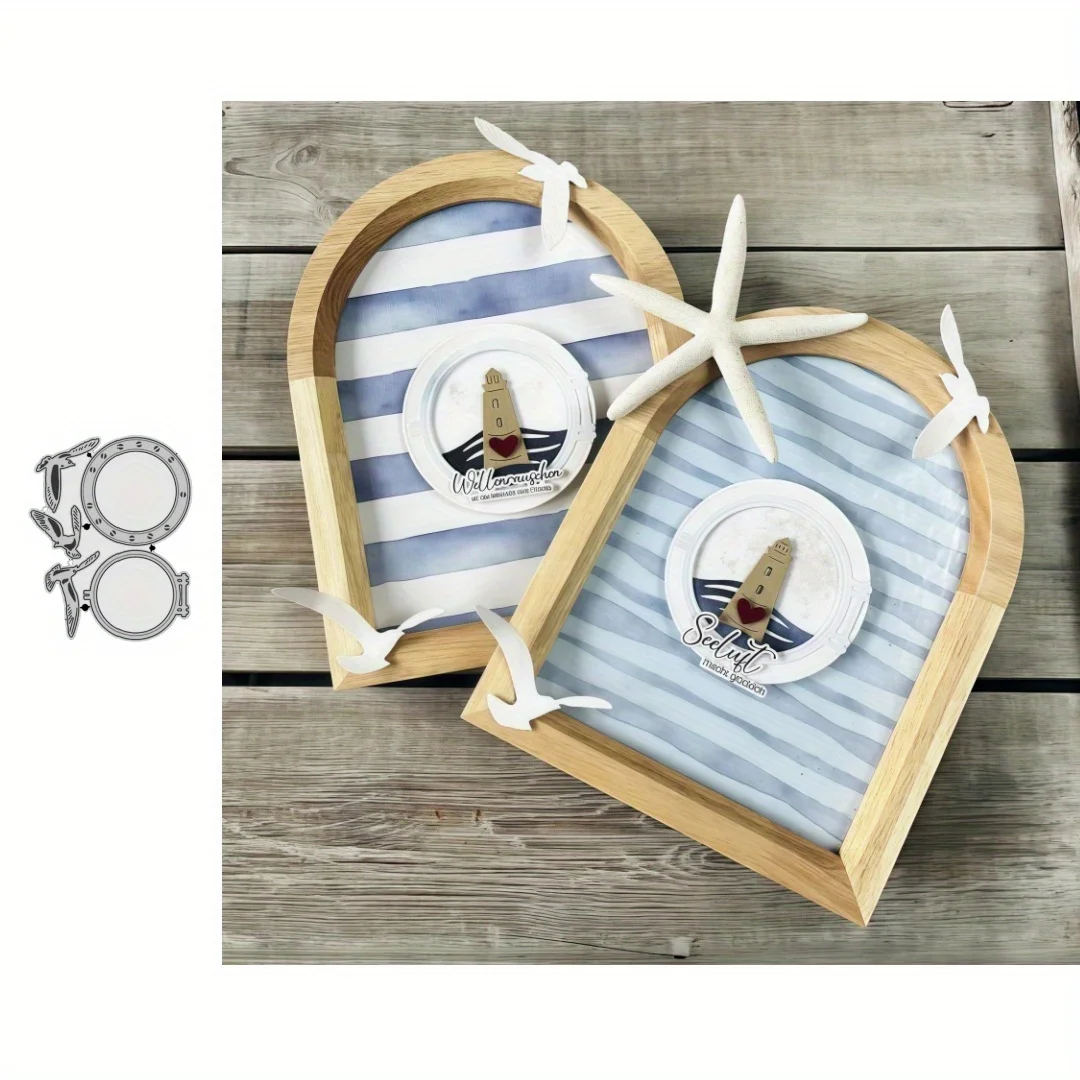 2025 New Arrival Porthole with seagull Metal Cutting Dies for DIY Scrapbooking Card Making Stencils Photo Albums
