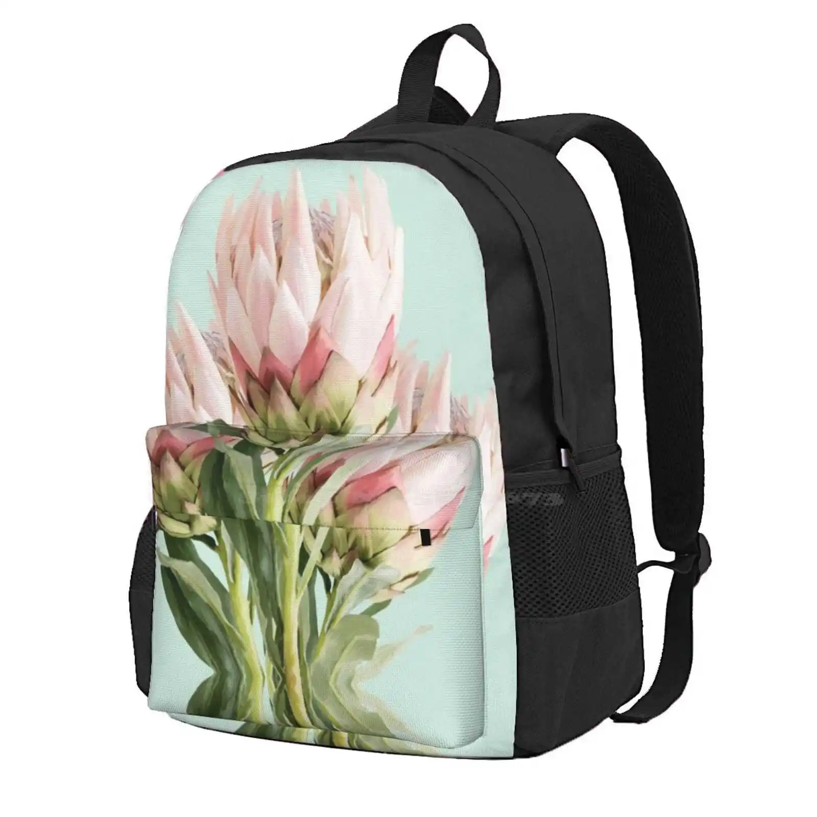 Proteas Hot Sale Schoolbag Backpack Fashion Bags Proteas Flowers Floral Pretty Pink Green Girly Nature King Protea South