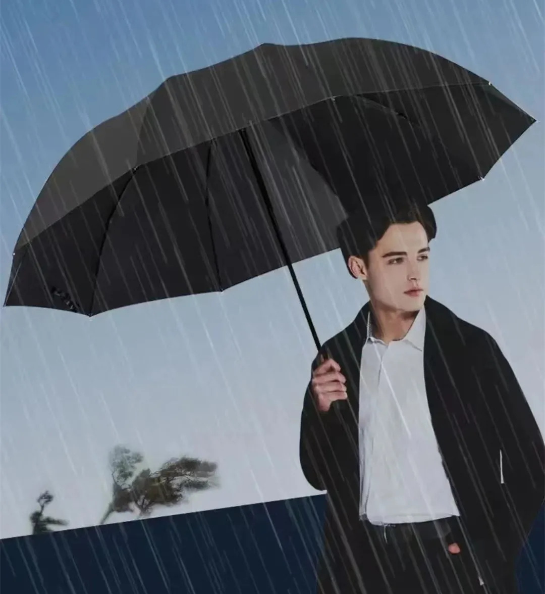 مظلة كبيرة جدًا عشرة عظام مظلة مزدوجة كبيرة ثلاثية كبيرة قابلة للطي مظلة ظلة للرجال والنساء مظلة أعمال T