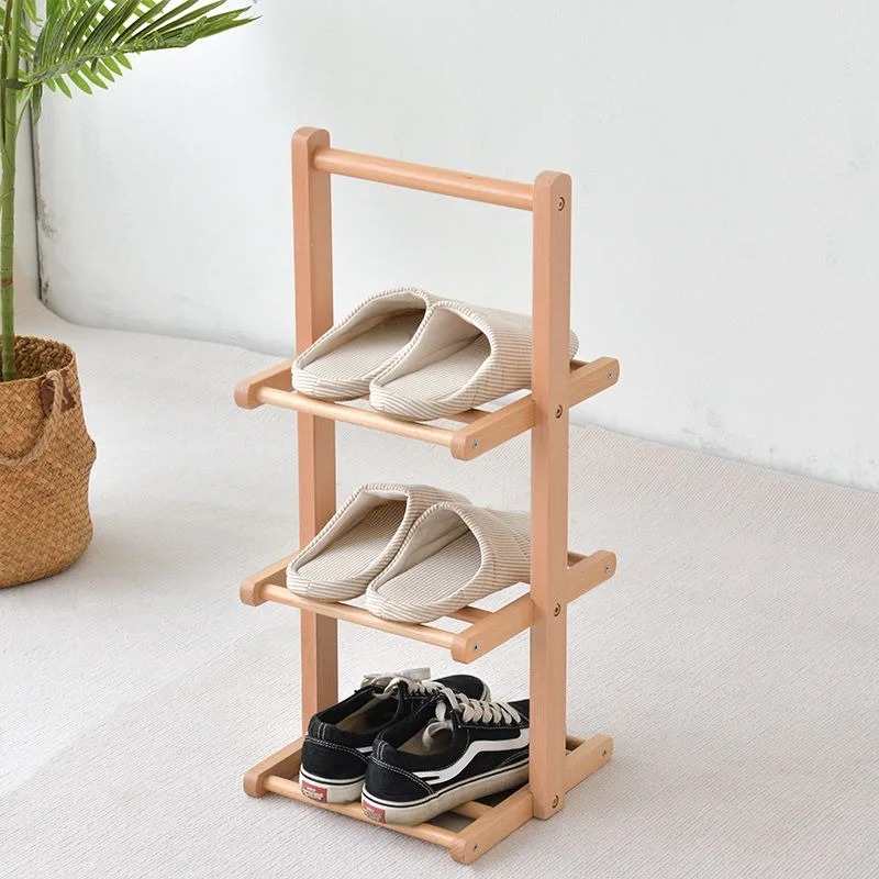 Solid Wood Multi-layer Shoe Hanger Door Side Small Household Upright Type Creativ Slipper High-heeled Shoes Storagee Shoe Hanger