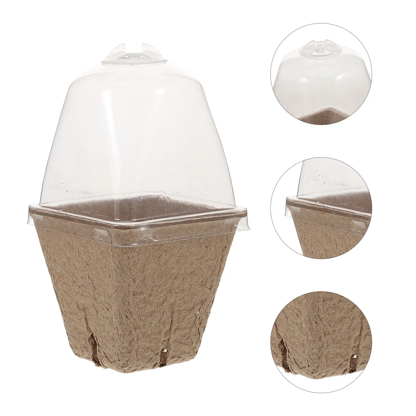 36 pçs berçário pote kit material de polpa de papel biodegradável umidade cúpula germinação bandeja estufa essencial quadrado para plantas