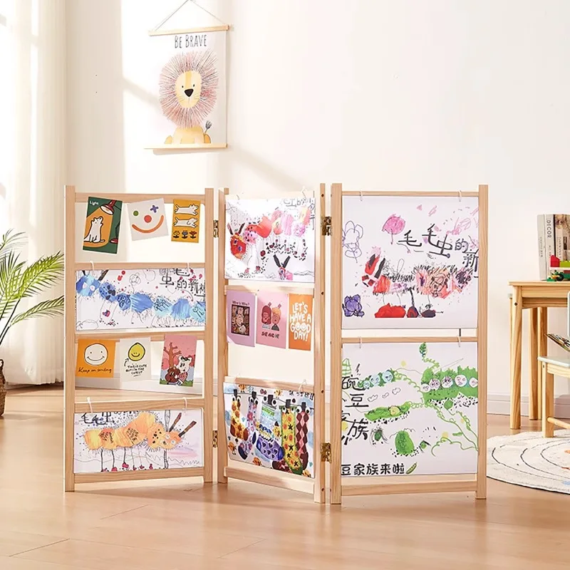 Works Display Stand Painting Calligraphy Works Display Stand Solid Wood Foldable Activity Classroom Ring Creation Shelf