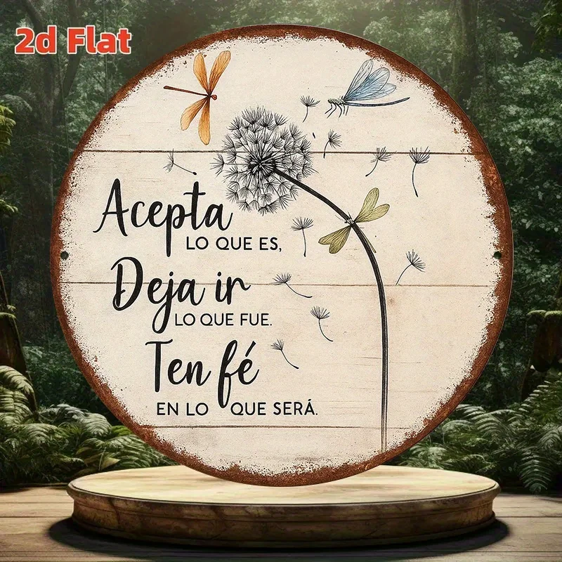 2D Flat, Round Wooden Sign, Vintage Wooden Plaque with the Message 