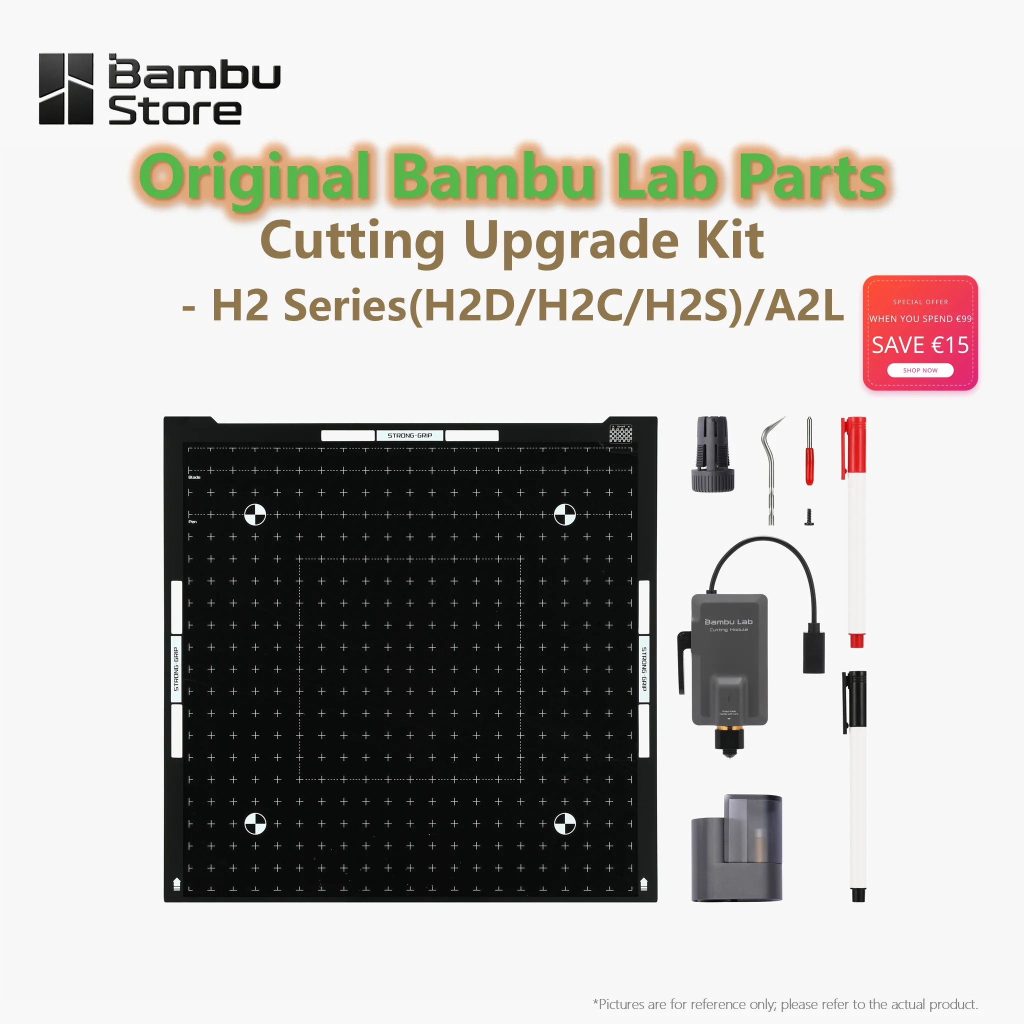 Original Official Bambu Lab H2D/H2C/H2S/A2L Cutting Upgrade Kit, Digital Cutter Mats + Drawing Pens Attachment for 3D Printer