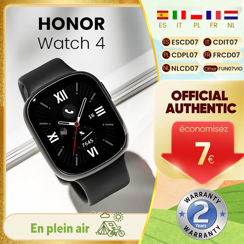 Montre connectée Honor Watch 4, appels Bluetooth, écran AMOLED de 1.75 pouces, longue durée de vie de la batterie, surveillance de l'oxygène dans le sang, 5ATM, Android IOS