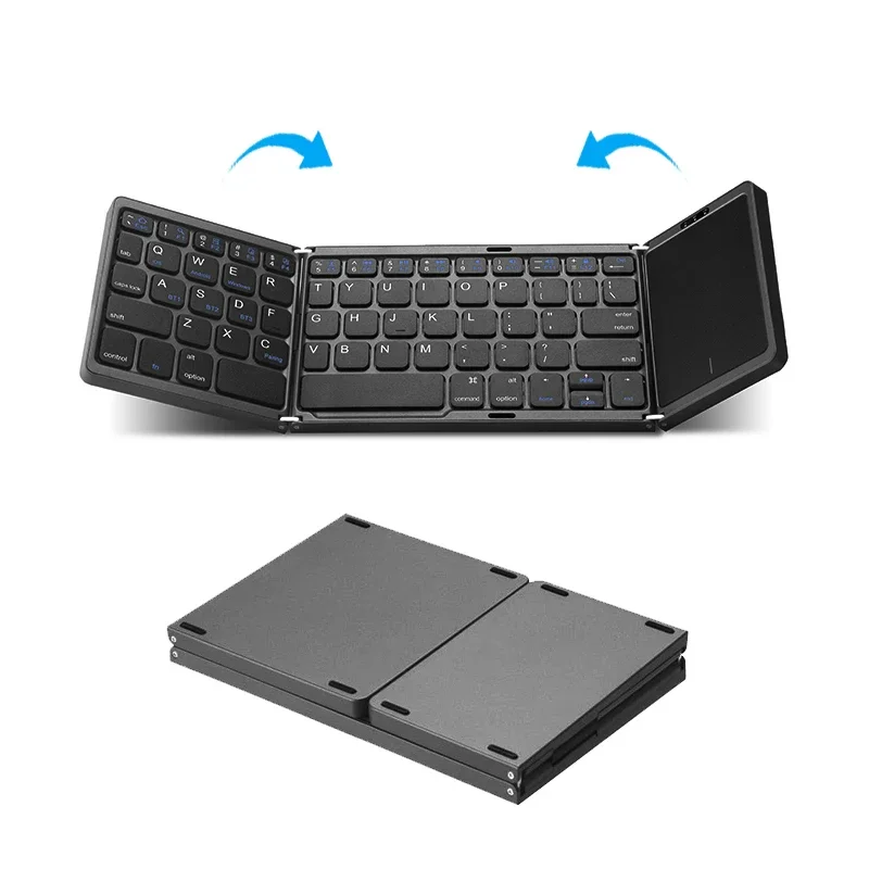 Mini clavier Bluetooth sans fil pliable russe espagnol arabe hébreu portugais avec pavé tactile pour Windows, Android, IOS