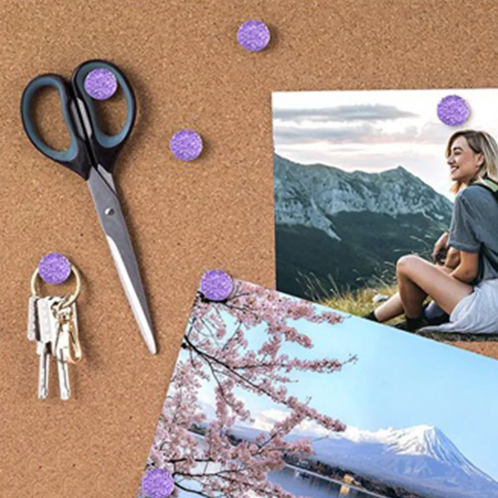 

20pcs Round Thumbtacks Decorative Colored Push Pins For Cork Board Bulletin Board Accessories Shiny Rhinestone Tacks Wall Office