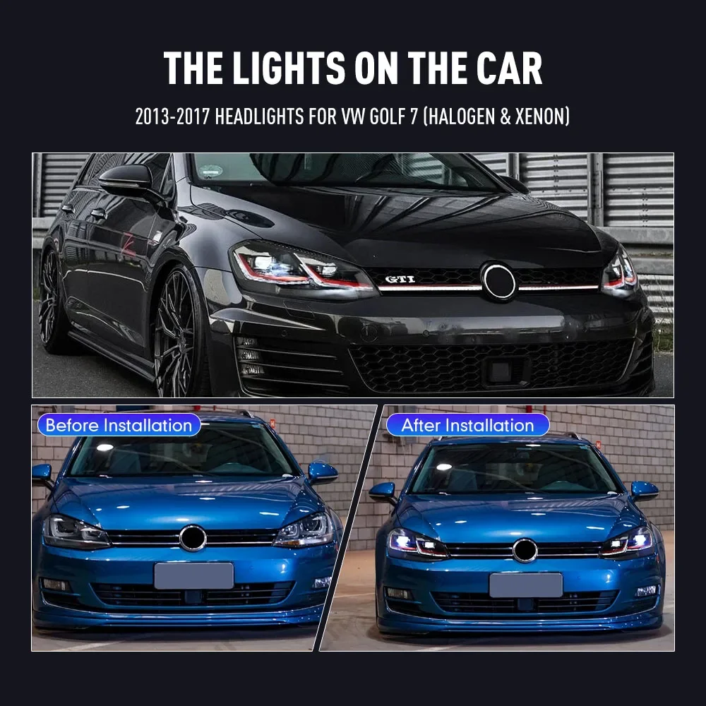 

For VW GOLF 7 2013-2017 LED Front Headlights Car Headlight Assembly Halogen Xenon GTI Dynamic Turning Signal DRL Head Lamp