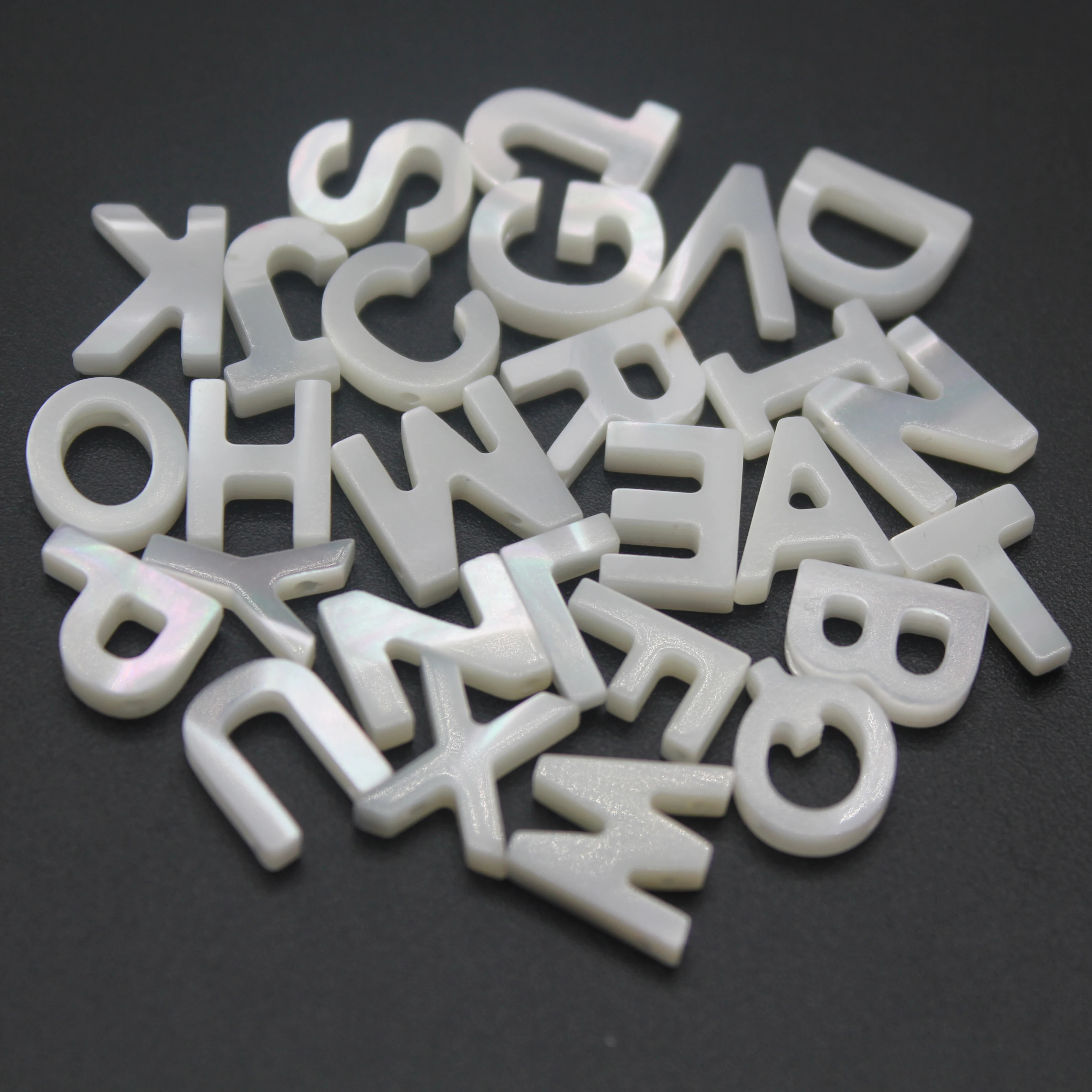 10mm Natural Seawater Shell Beads MOP A-Z Cut Capital Letter Charm For Jewelry Making DIY Necklace Earring Handmade Accessories