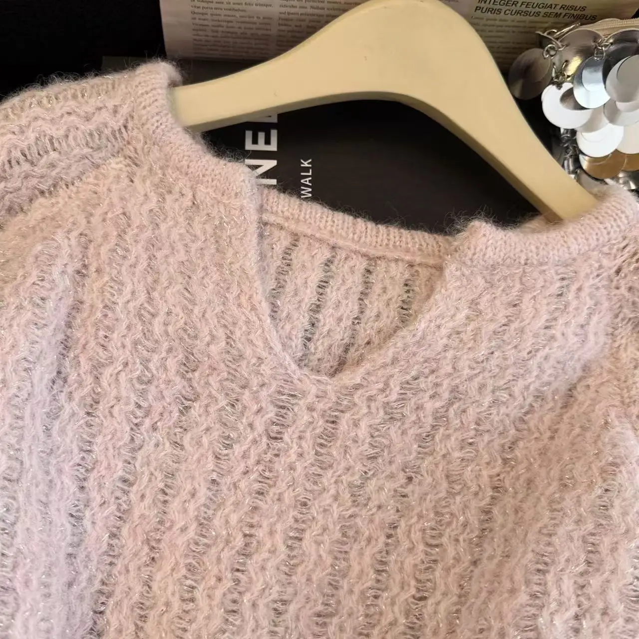 Vrouwen Roze Trui Koreaanse Stijl 2000s Vintage Lange Mouwen V-hals Gezellige Kasjmier Trui Voor Vrouwen Shoujo Kleding Lente