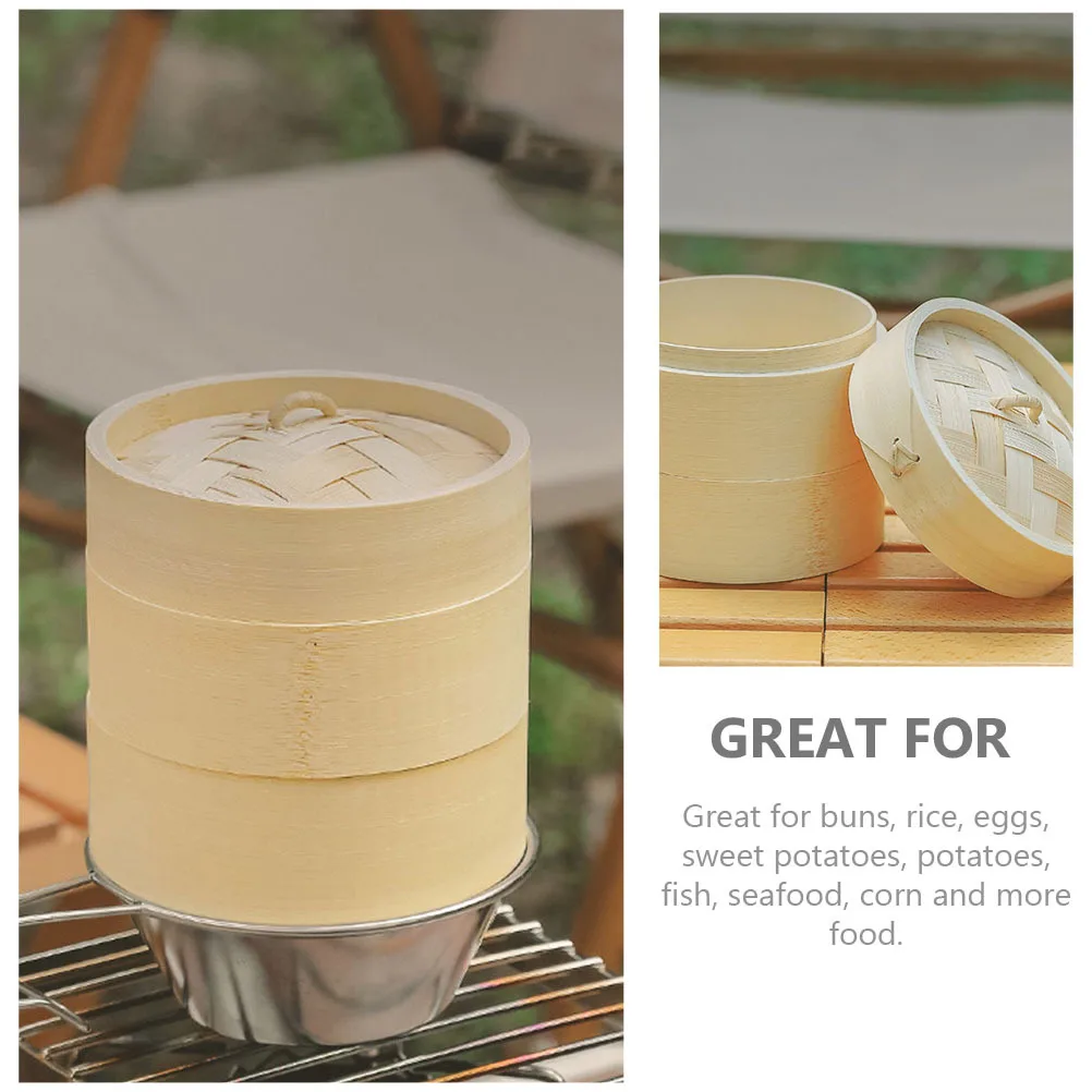 

1Set Bamboo Steamer Premium Food Steamer Basket for Buns Dumplings Fish Vegetables Multi-Use Kitchen Accessory Steam