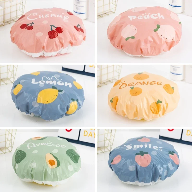 1pc Orange Bath Hats Thicken Waterproof and Oil Fume Cap Shower Cap Women Spa Hair Salon Supplies Bathroom Accessories Wholesale