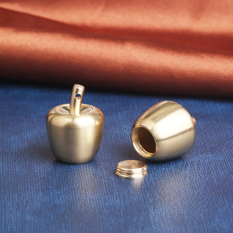 Colgante de latón con forma de manzana, tarro/botella que se puede abrir, collar/colgante de llavero