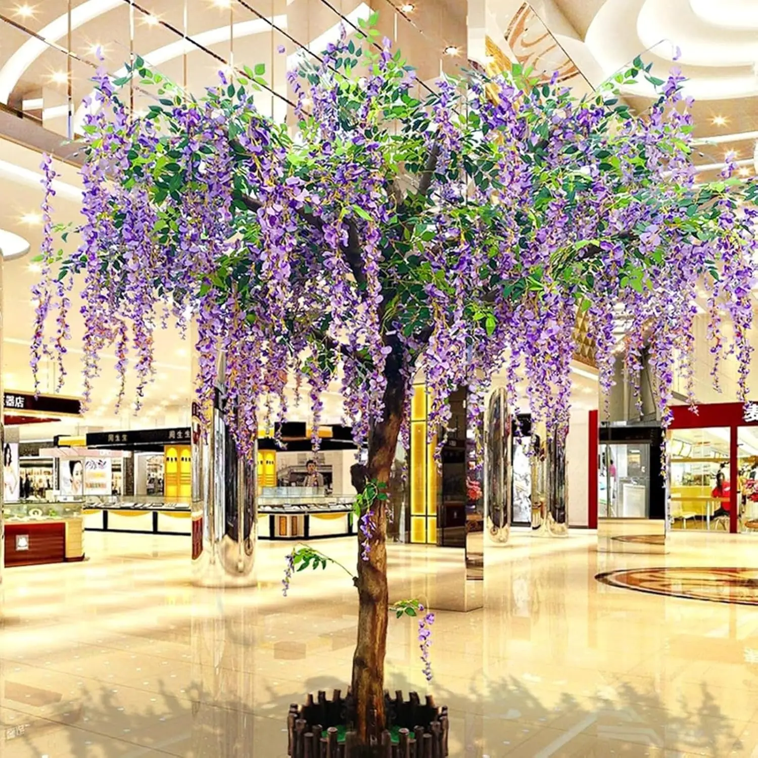 

Artificial Tree Simulation Wisteria Tree Fake Wisteria Vine Silk Flowers Trees for Indoor Outdoor Home Party Wedding Decor