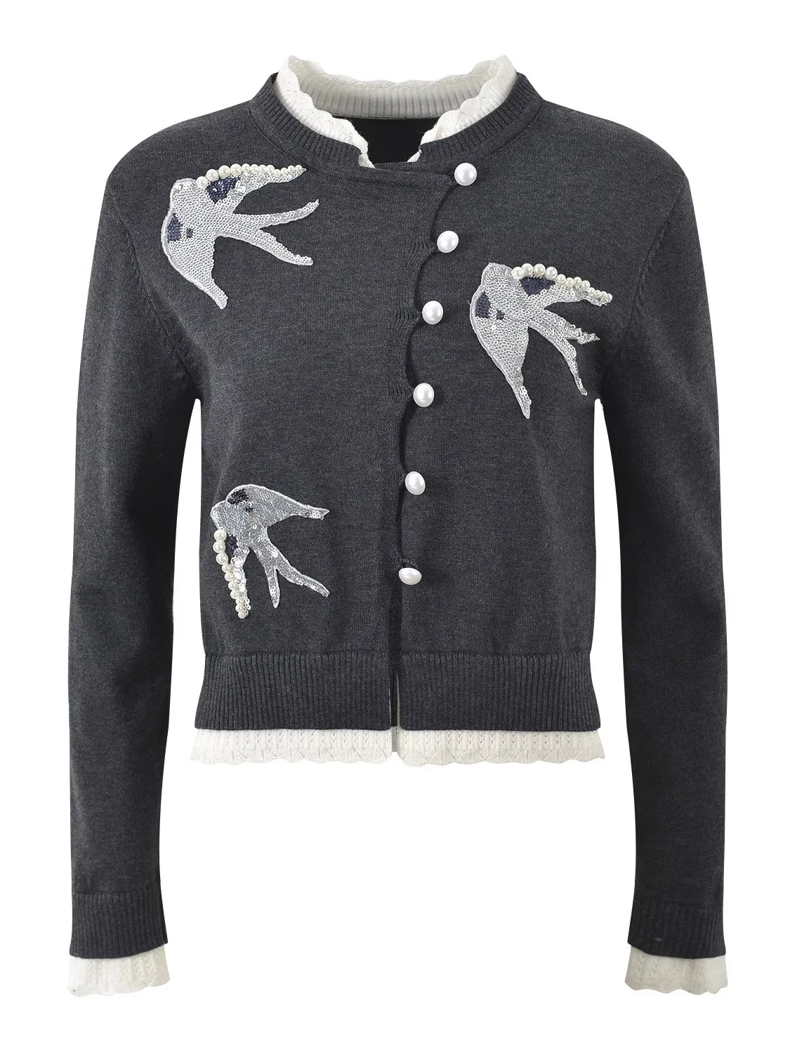 

Весна 2025: Женский вязаный топ с пайетками, приталенный кардиган для повседневной носки, модный, с низким круглым вырезом, стандартной длины