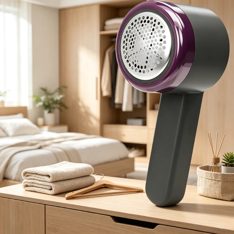 充電式衣類用毛玉取り器、吸引式毛玉取り器、長時間バッテリー駆動、コートや生地にダメージを与えません。