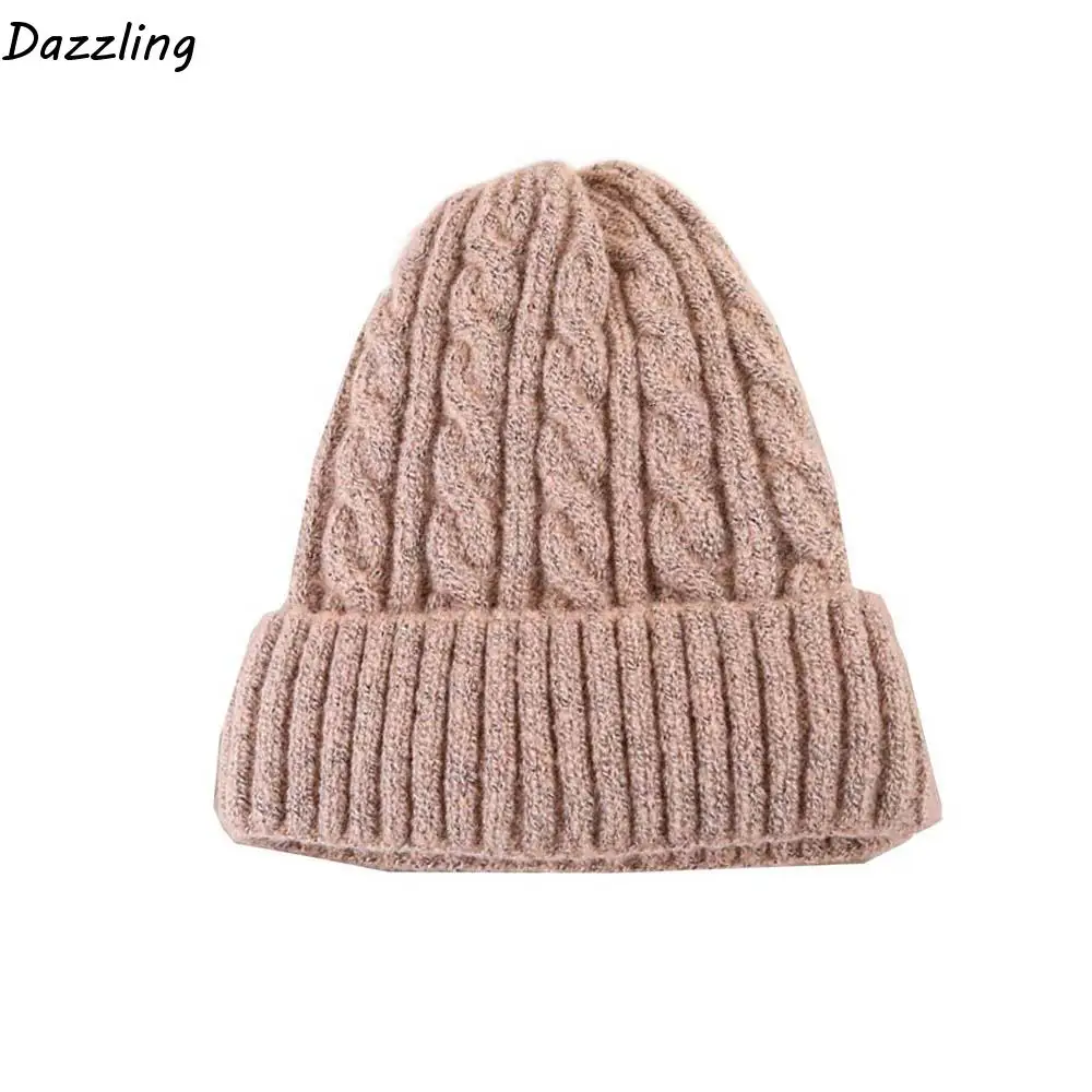 

Personality Elastic Winter Pullover Cap Trendy Korean Style Woolen Hat Solid Color Soft Brimless Beanie Cap Gifts