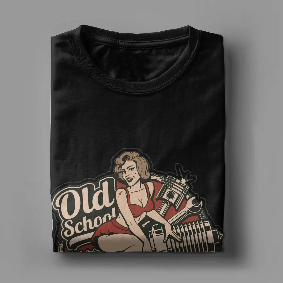 Pinup Old School T Shirt Men Cotton Awesome T-Shirts Route 66 Mother Road American Retro Tees Short Sleeve Clothes Big Size