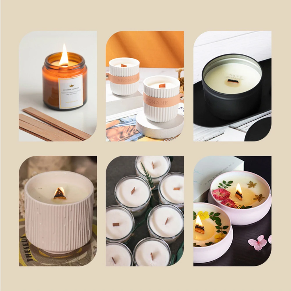 20-200pcs Wooden Candle Wick Set With Clip Base Smokeless Candle Wicks for DIY Paraffin Candle Jar Making Candle Making Supplies