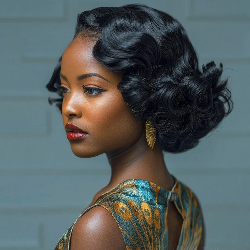 

Яйцо вьющихся человеческих волос HD Прозрачный 13X4 Кружевной фронтальный парик с линией волос Свободная вьющаяся волна 10 дюймов Надувной вьющийся парик Боб из человеческих волос