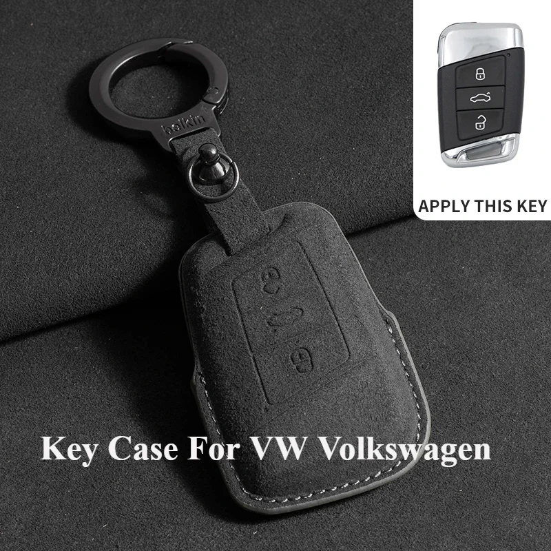 

Suede Car Key Cover For VW Volkswagen Magotan Magotan GTE Passat B6 B7 B8 CC Arteon Skoda Fabia Superb A7 Kodiaq Keychain