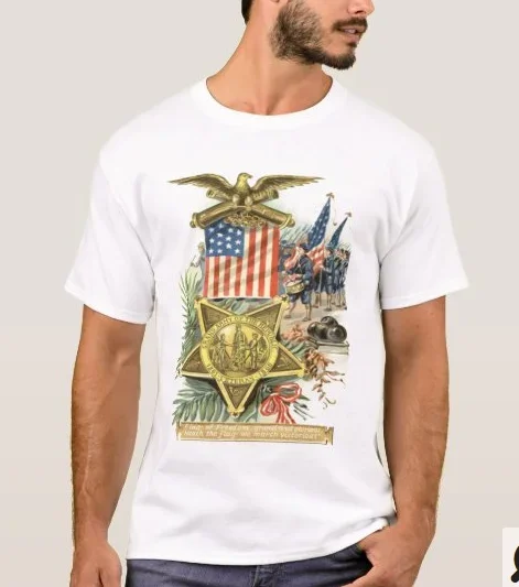 US Flag Medal Army March Eagle Cannon Vintage Memorial Day T-Shirt. Summer Cotton O-Neck Short Sleeve Mens T Shirt New S-3XL