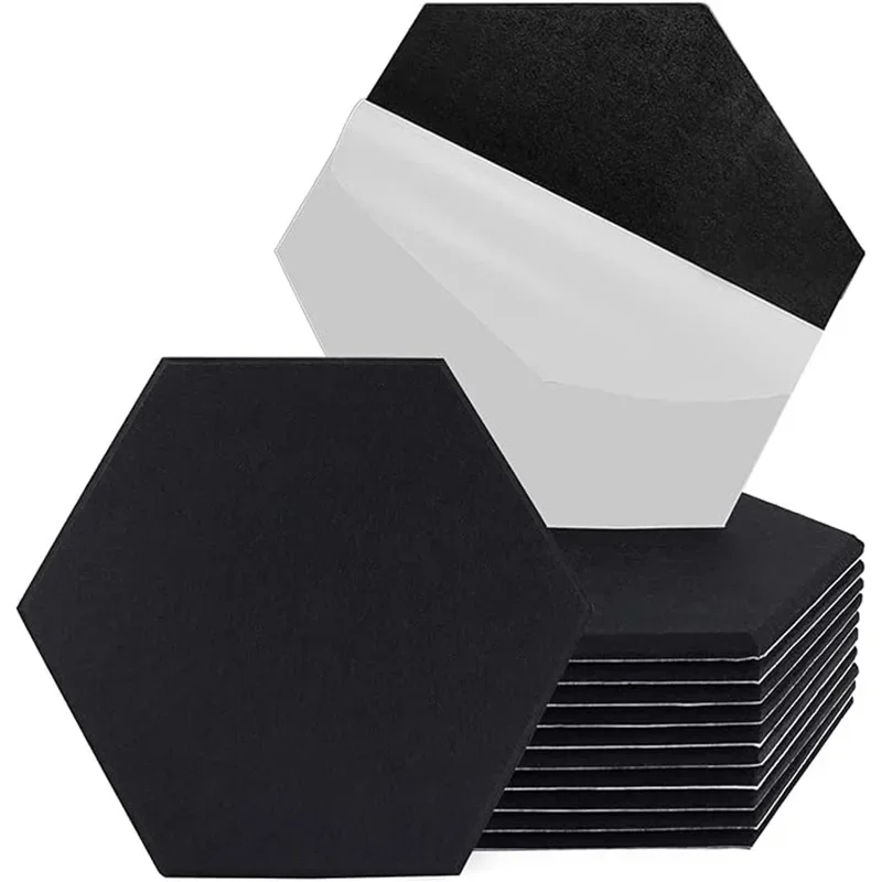 

Self-Adhesive Hexagon Partition Acoustic Board 12pcs Sound Absorbing Wall Tiles for Wall Decor Home Theater Office Background