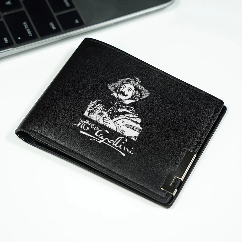 กระเป๋าสตางค์ผู้ชายคาเปลลินี พรีเมียม ดีไซน์เรียบง่าย น้ำหนักเบา ทนทาน สไตล์ธุรกิจ กระเป๋าสตางค์ใบสั้นพร้อมลายพิมพ์คลาสสิก