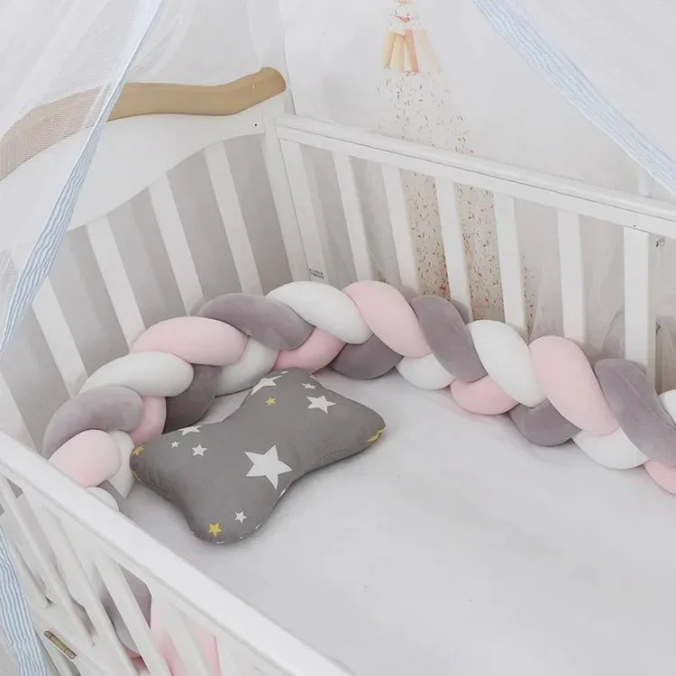 1M/2M/3M/4M Baby Crib Protector Bed Braid Knot Cushion for Infant Kids 3 Shares Toddler Baby Bed Bumpers In The Crib Newborn image 3