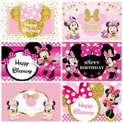 Disney Cartoon Mickey Mouse Kids Happy Birthday Backgrounds Decors Vinyl Cloth Party Backdrops Baby Shower Banner Custom