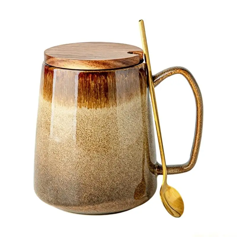 QX2E Distinctive Handmade Ceramic Cup Showcasing Unique Raku Glazed Art 350Ml Size Gift for Coffee Enthusiasts