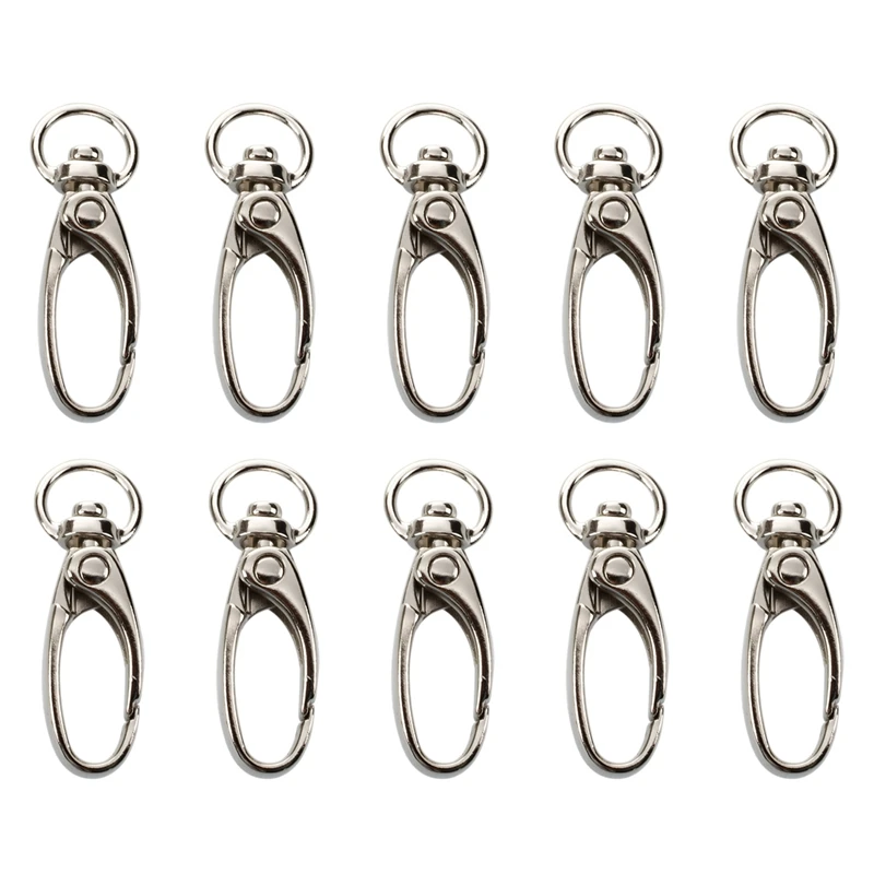 100 Pcs D Swivel Trigger Clips Hooks Metal Key Ring Lobster Clasps