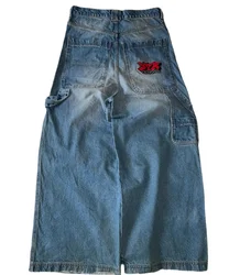 JNCO-pantalones vaqueros Vintage para hombres y mujeres, Jeans holgados bordados azules, pantalones de mezclilla, Pantalones anchos de cintura alta, Y2K, Harajuku, Hip Hop, lavado, nuevo