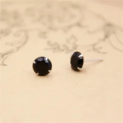 S925 Sterling Silver Couples Stud Earring 8MM Moissanite Black Stone Round Earring for Women Men Fashion Fine Jewelry Earring
