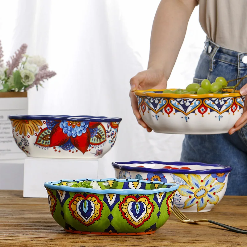 Creative ceramic salad dessert bowl, household special-shaped fruit bowl, personalized tableware bar candy bowl