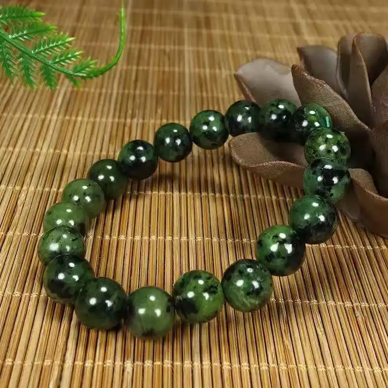 Yao Wangshi Natural Active Magnetic Single Ring Bracelet Serpentine Tibetan Jade Olive Green Meteorite Dark Green Jade Bracelet