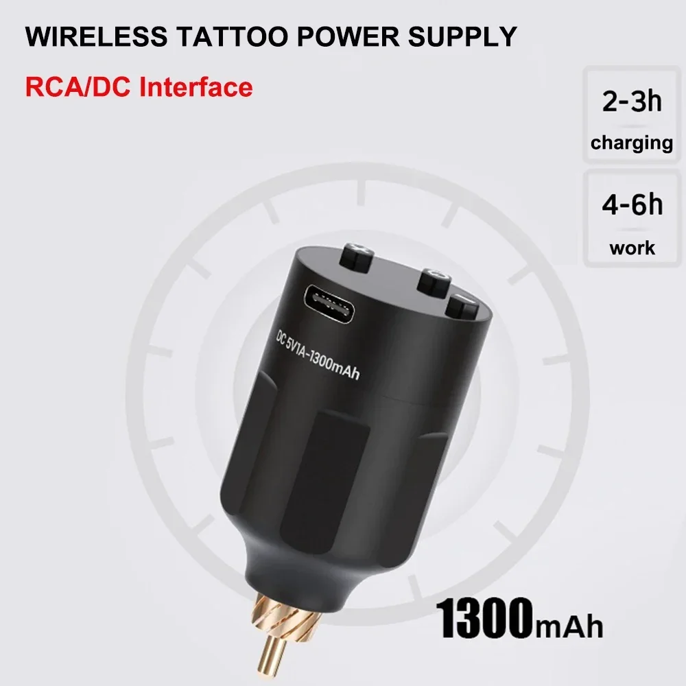 

Wireless Tattoo Power Supply WX-6 Portable RCA/DC Jack Fast Charging 1300mAh Tattoo Batterry For Tattoo Pen Machine Accessories