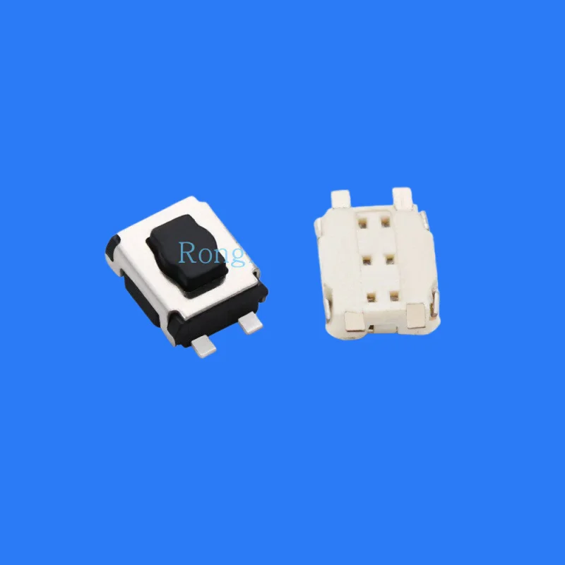 100pcs/ TS-A015A electronic touch switch button small turtle 3x 4x 1.8 patch 4 feet vertical press no column plum head