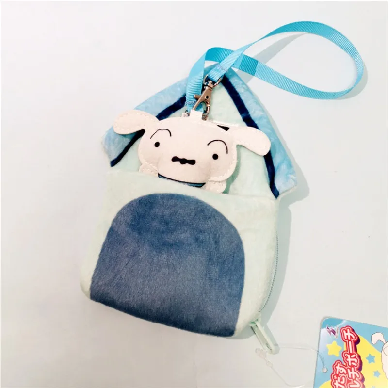 Monedero de Anime Crayon Shin-chan, billetera telescópica de felpa con dibujos animados para niños, tarjetero de felpa de Anime con cordón, bolso colgante Kawaii