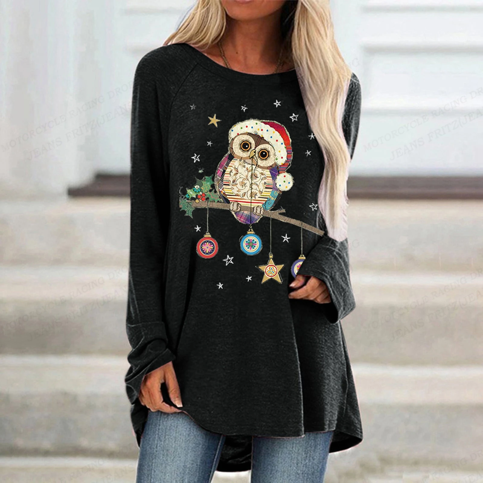 Owl T Shirt Women T-shirt Women Fashion T-shirt Animal Tshirt Long Sleeve Tops Tees Essiential Tops Kawaii Tunic Womens Clothing