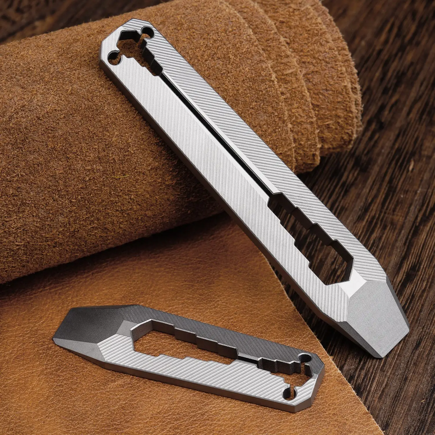 66/100mm TC4 in lega di titanio piede di porco chiave regolabile multifunzionale portachiavi portatile strumento tascabile gancio leva strumento EDC