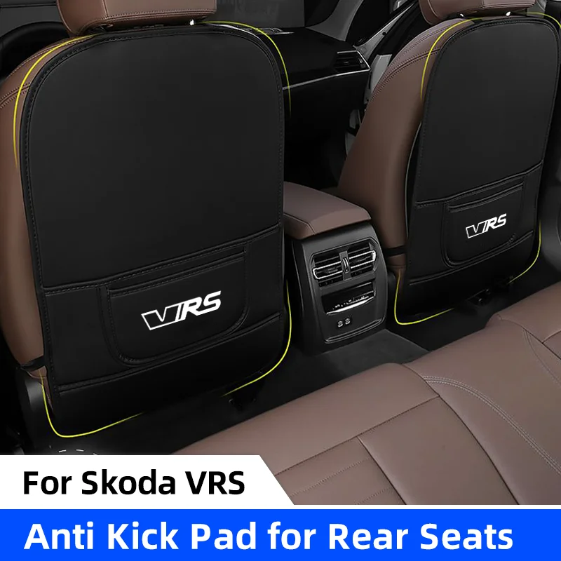 Leather Car Seatback Protector Pad Auto Backseat Anti-Kick Mats for Skoda VRS Emblem Mk3 Octavia Kamiq Kodiaq Karoq RS Children