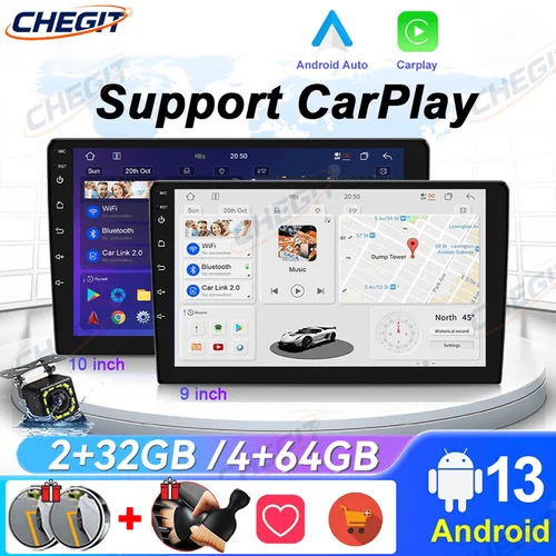 7/9/10 ''2Din Android 13 inalámbrico Carplay 64G Radio coche Radio Multimedia estéreo para toyota Hyundai Kia Volkswagen Jeep Fiat