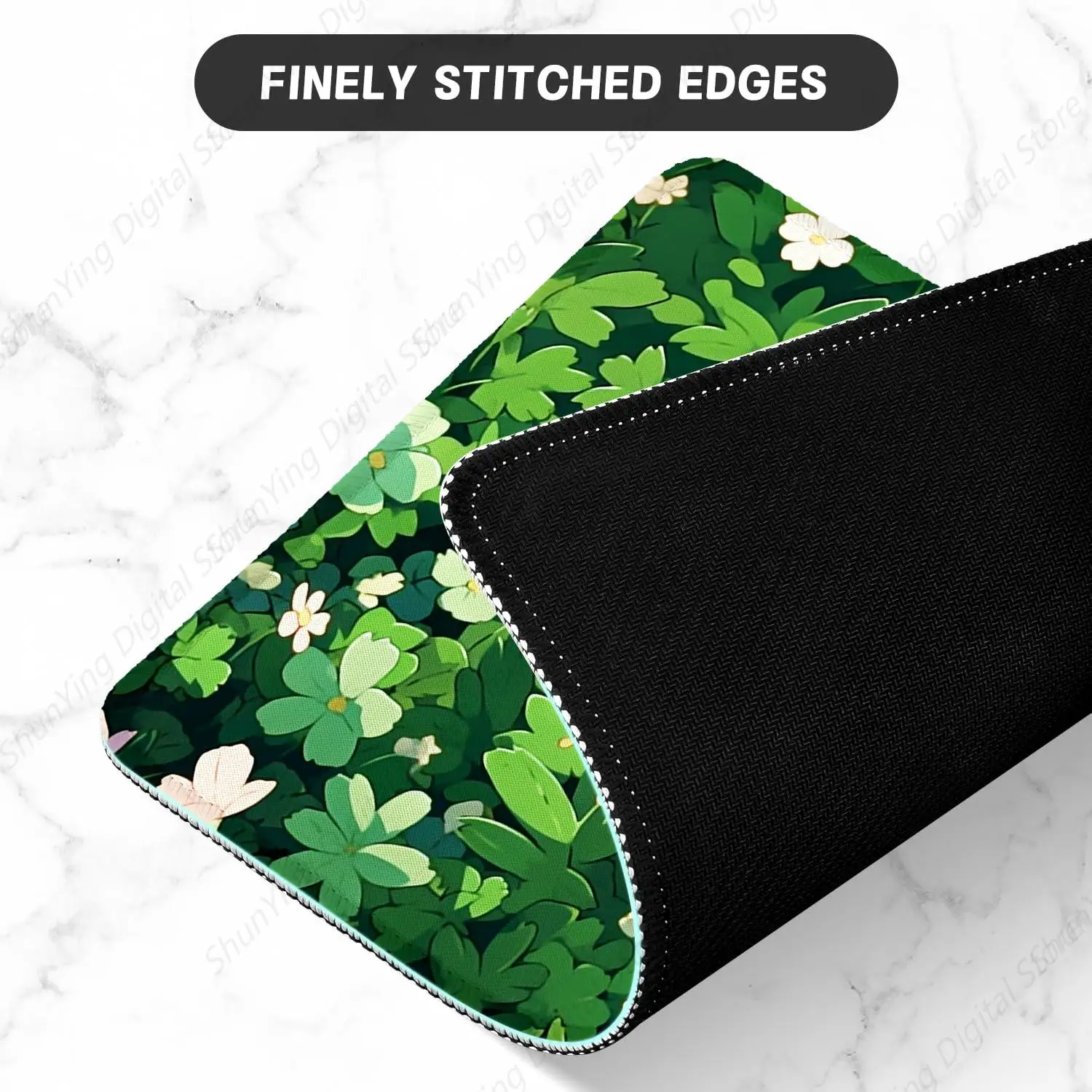 Green Leave Cat Gaming Mouse Pad With Anti Slip Rubber Base And Stitched Edges Suitable For Laptop Office Use 25*30cm