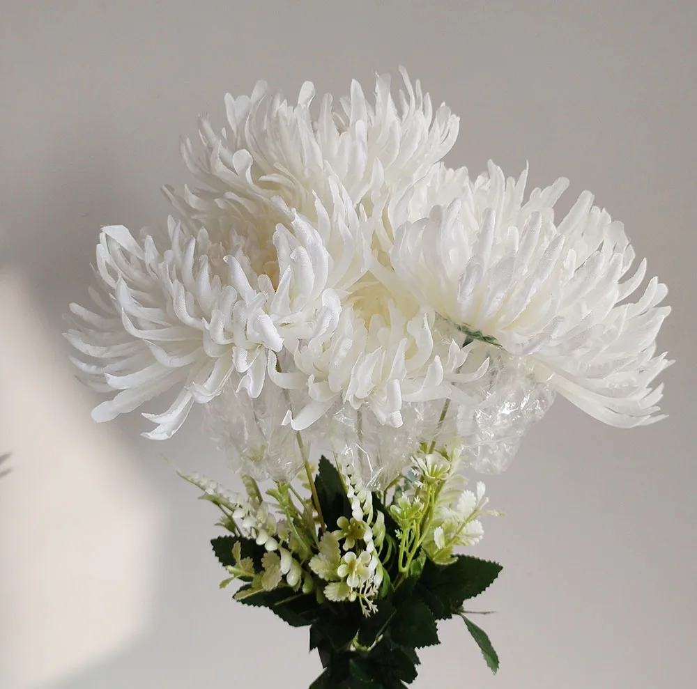 Künstliche Blumen, Chrysanthemensträuße, 7-köpfige Seidenblume für Hochzeit, Schreibtisch, Zuhause, Party, DIY, Dekoration, gefälschte Rosen, Blumenarrangements – Detail 1
