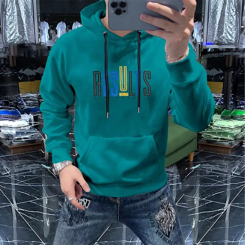 

Мужская толстовка с капюшоном на флисовой подкладке, модная, с длинным рукавом, осенне-зимняя, новая модель, для активного отдыха, утепленная, из хлопка и полиэстера