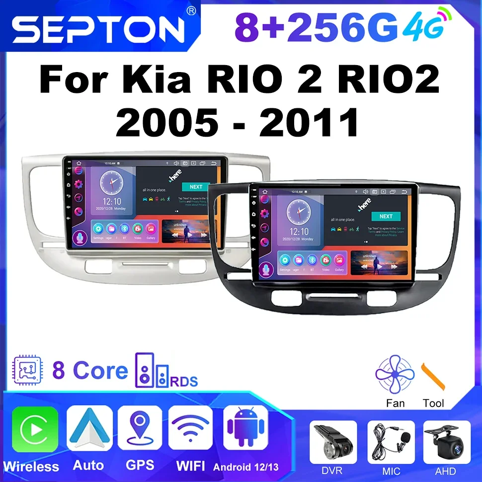 

Автомагнитола SEPTON на Android 12 для Kia RIO 2 RIO2 2005-2011, автомобильный экран Android, автомобильный мультимедийный плеер CarPlay, стерео 4G BT