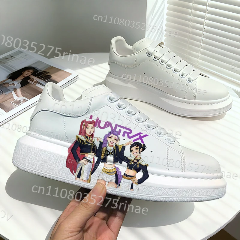 

KPop Demon Hunters Adult shoes man woman Campus Fashion Lace up White couple casual shoes Gift Cross Border Hot Sale